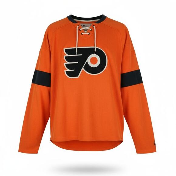 Philadelphia Flyers Shirt Mens L Orange Long Sleeve CCM NHL Sportswear Athletic - Picture 1 of 10